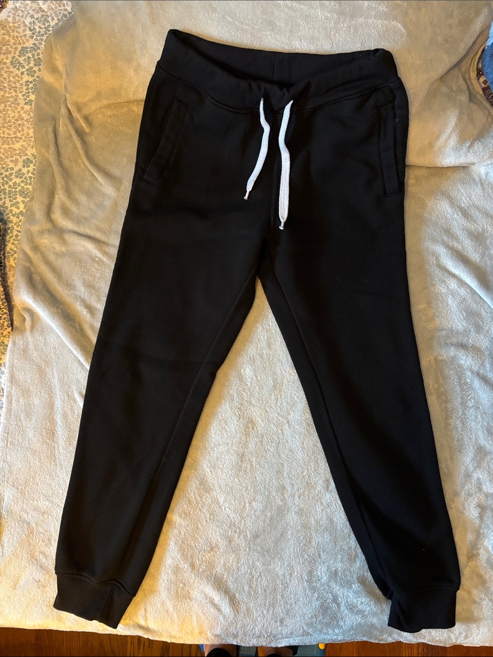 Men's Black Jogger Sweatpants with White Drawstring